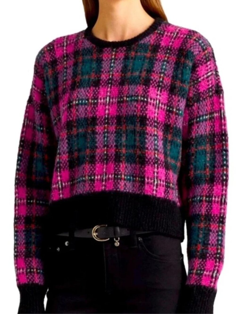 Lauren Ralph Lauren Black Label Pink Tartan Crewneck Sweater